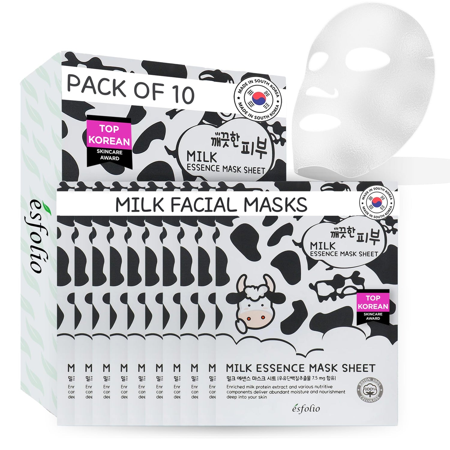 esfolio - Skin Milk Essence Sheet Masks (10 Masks)